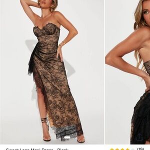 Fashion Nova Sweet Lace Strapless Black Maxi Dress XL NWT Stretchy